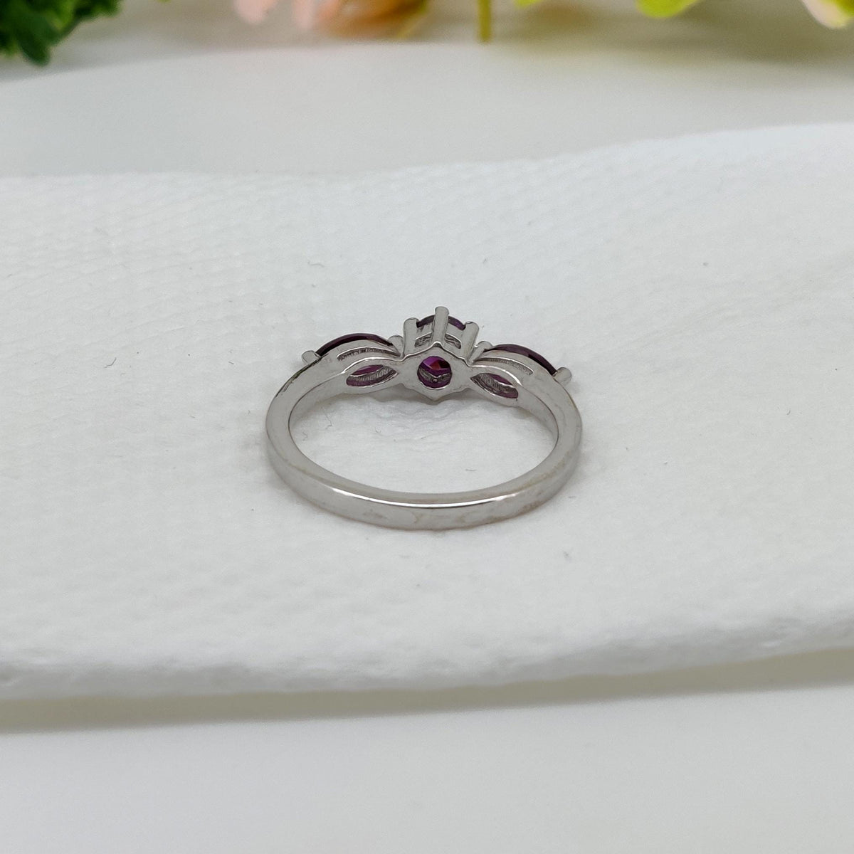 Natural Rhodolite Sterling Silver Ring: Statement Ring January Birthstone