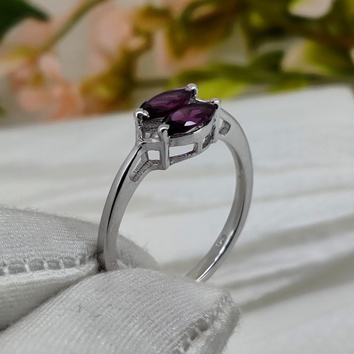 Natural Rhodolite Ring: Silver Handmade Artisan ring, Gifts For Her