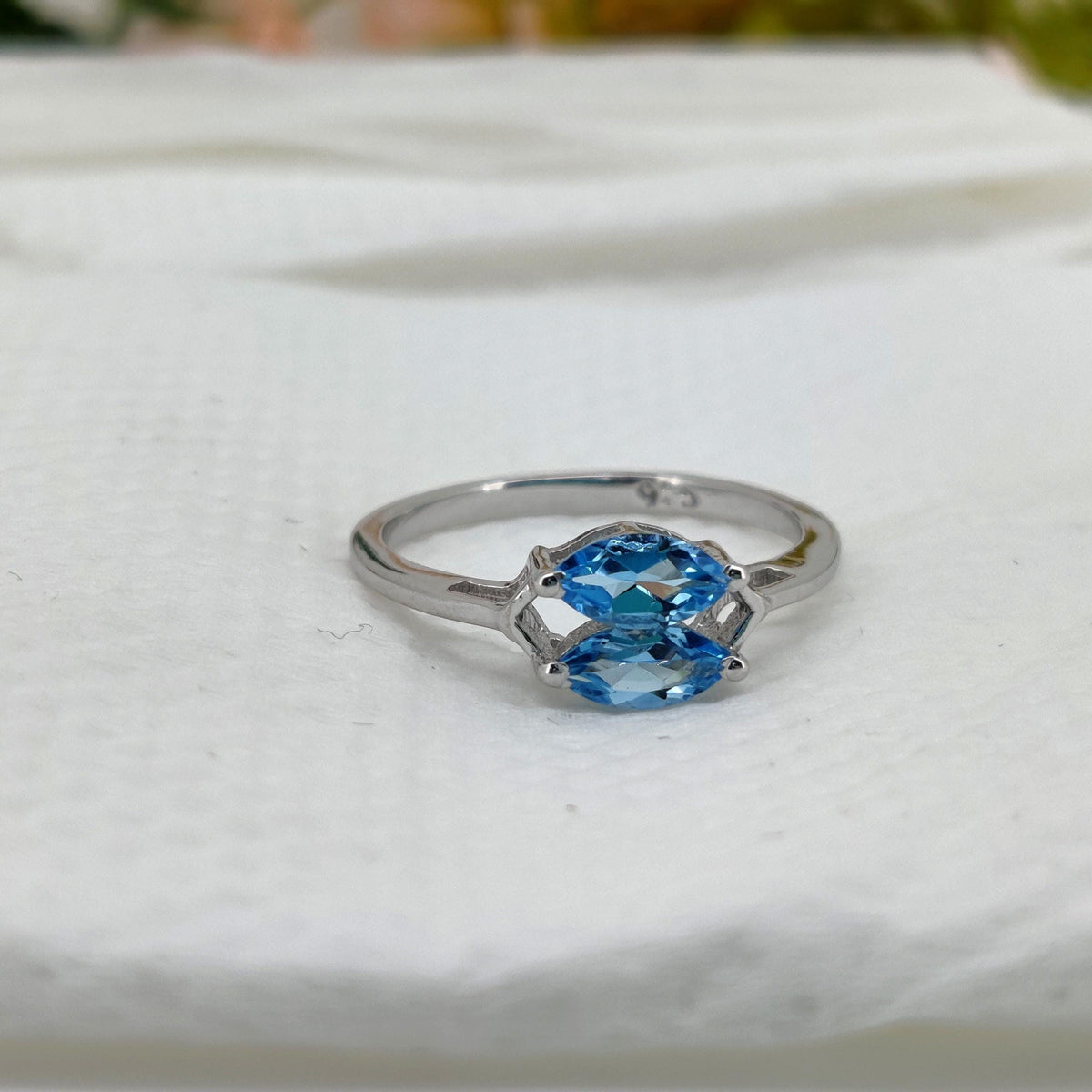 Natural Blue Topaz Ring: Sterling Silver Gemstone Ring, December Birthstone Gift