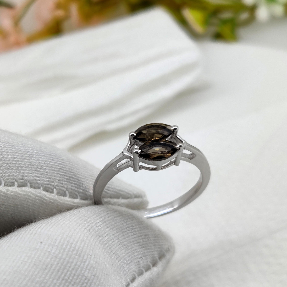 Natural Smoky Quartz Ring: Sterling Silver Statement Ring, Gift For Her