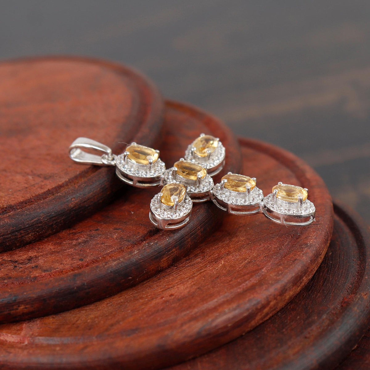 Citrine Handmade Necklace Silver Holy Cross Gemstone Pendant