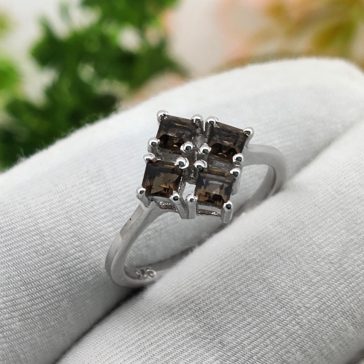 Natural Smoky Quartz Ring: Sterling Silver Cocktail Rings, Gift For Her