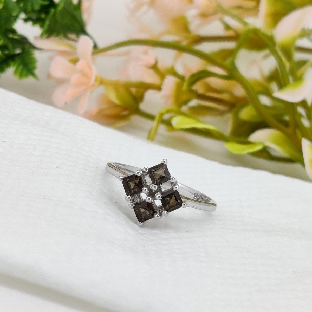 Natural Smoky Quartz Ring: Sterling Silver Cocktail Rings, Gift For Her