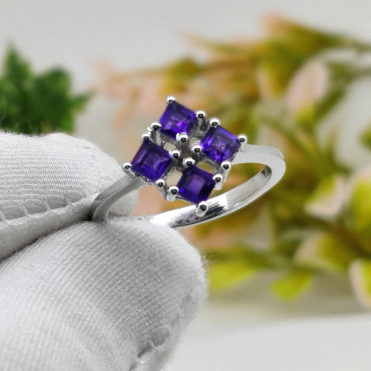 Natural Amethyst Sterling Silver Ring, February Birthstone, gift for her