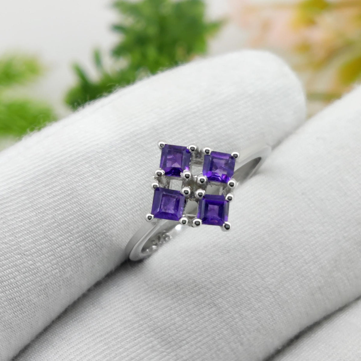 Natural Amethyst Sterling Silver Ring, February Birthstone, gift for her