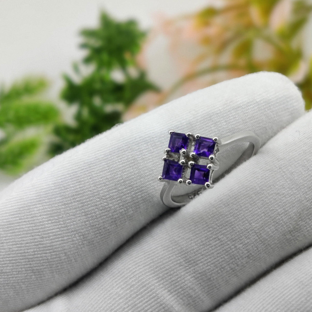 Natural Amethyst Sterling Silver Ring, February Birthstone, gift for her