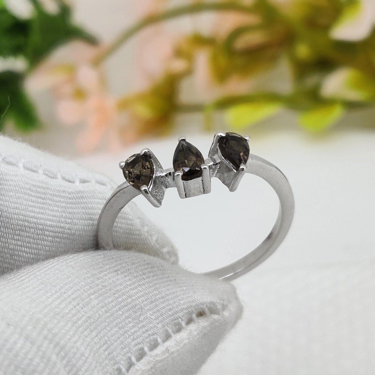 Smoky Quartz Ring: 925 Sterling Silver Statement Ring for Women