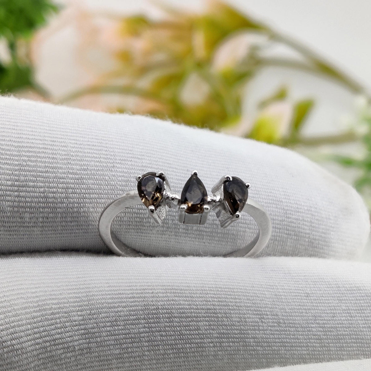 Smoky Quartz Ring: 925 Sterling Silver Statement Ring for Women
