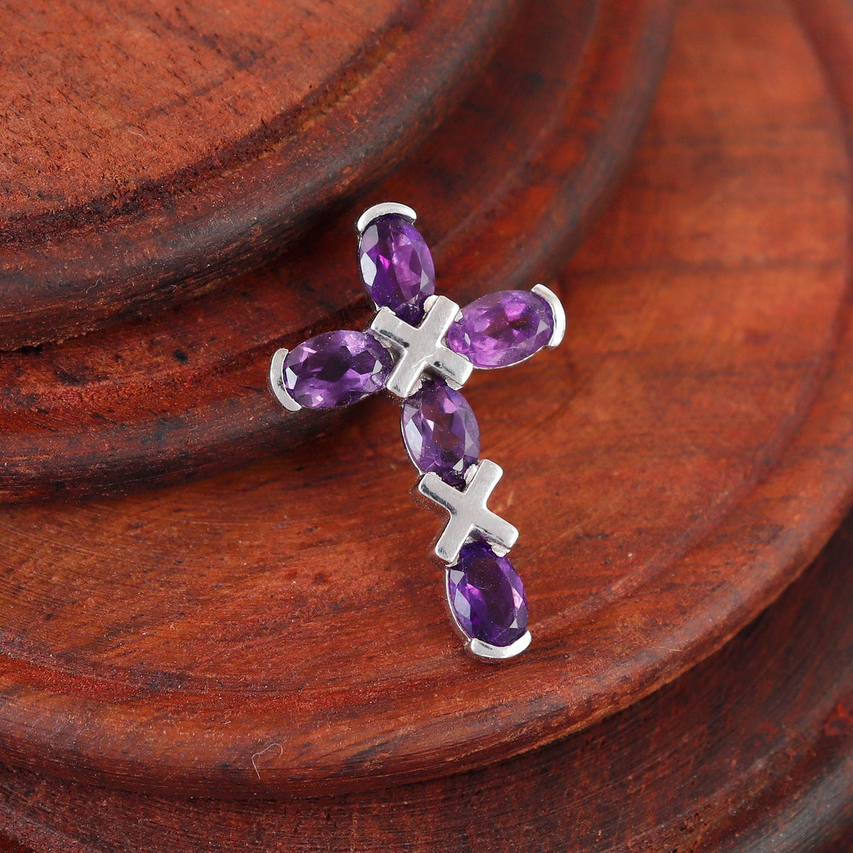 Amethyst Sterling Silver Cross Pendant: Dainty Gothic Jewelry