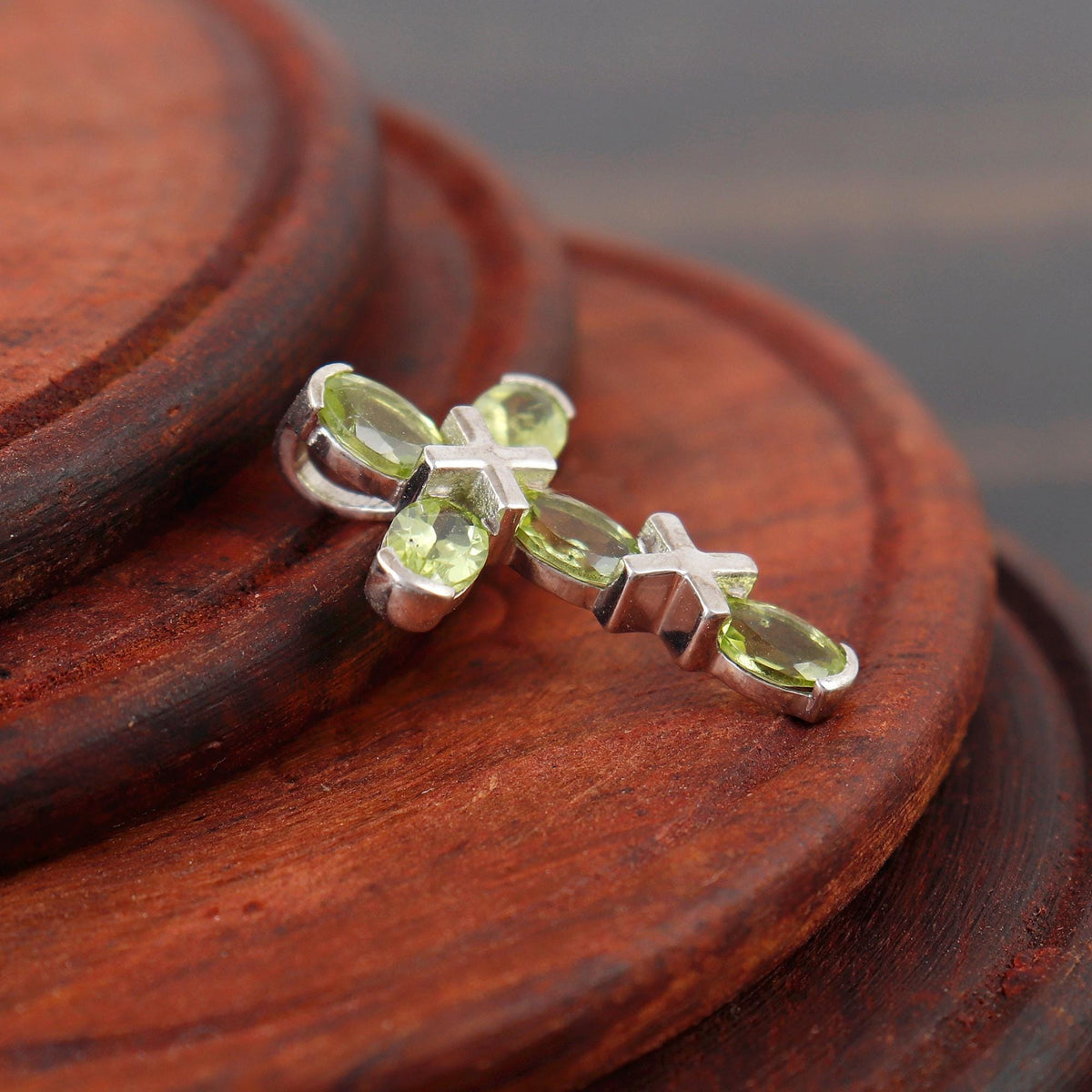 Peridot Sterling Silver Cross Pendant: Holy Cross Handmade Necklace