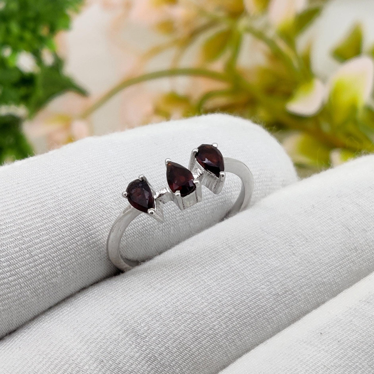 Garnet Ring 925 Silver January Birthstone Stacking Gifts For Her