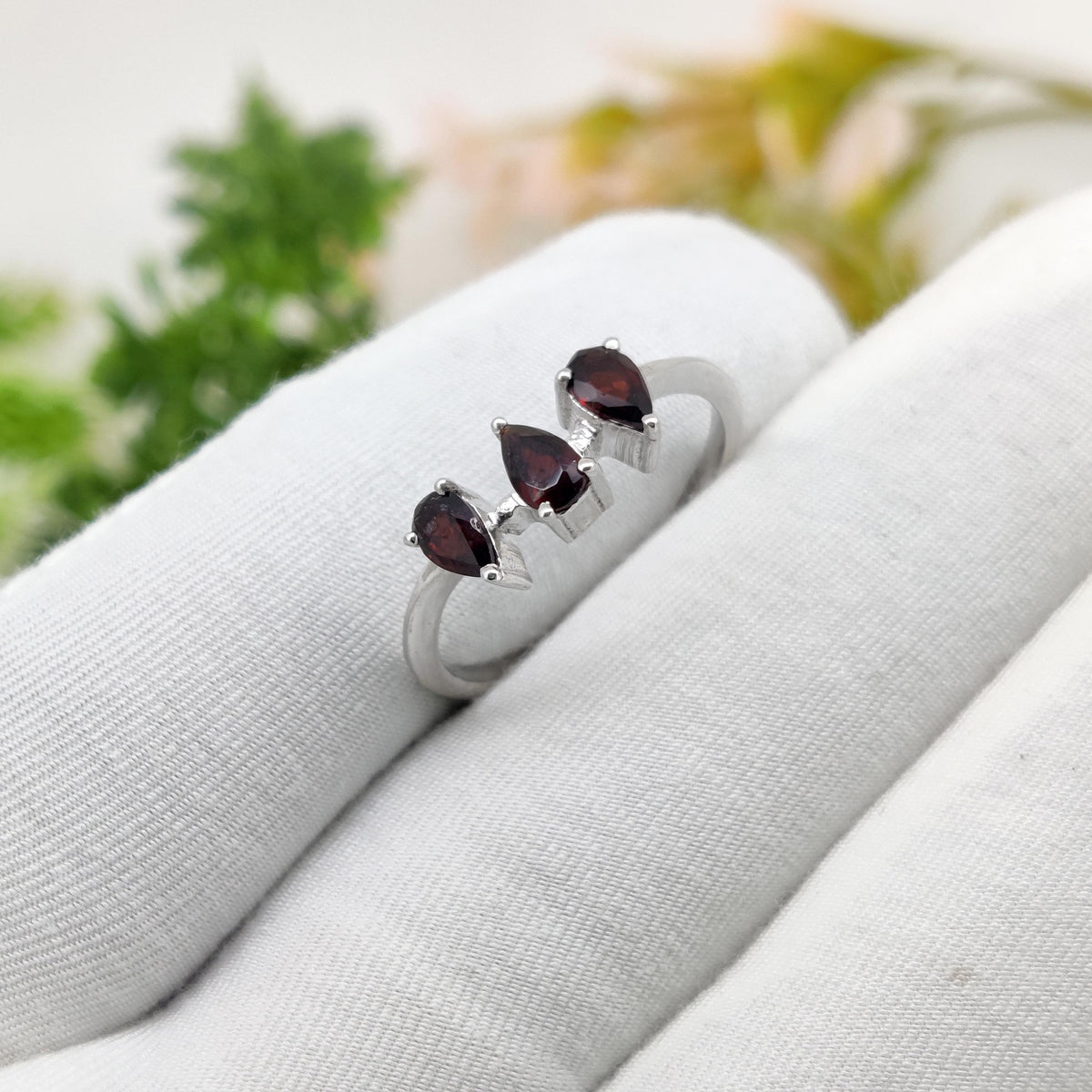 Garnet Ring 925 Silver January Birthstone Stacking Gifts For Her