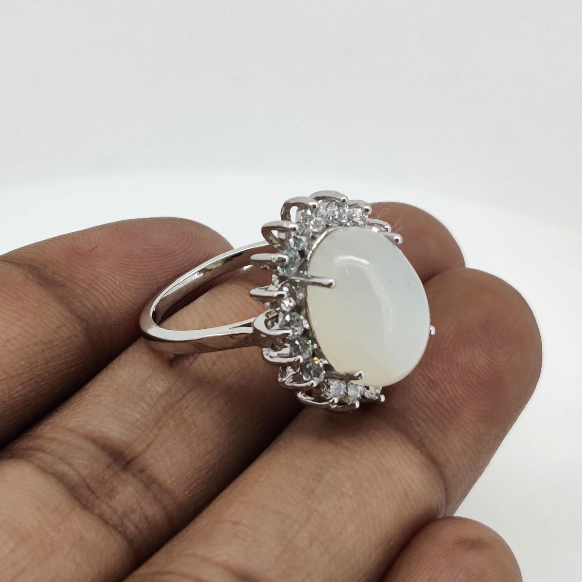 Handmade Moonstone Sterling Silver Ring: Oval Gemstone Christmas Gift