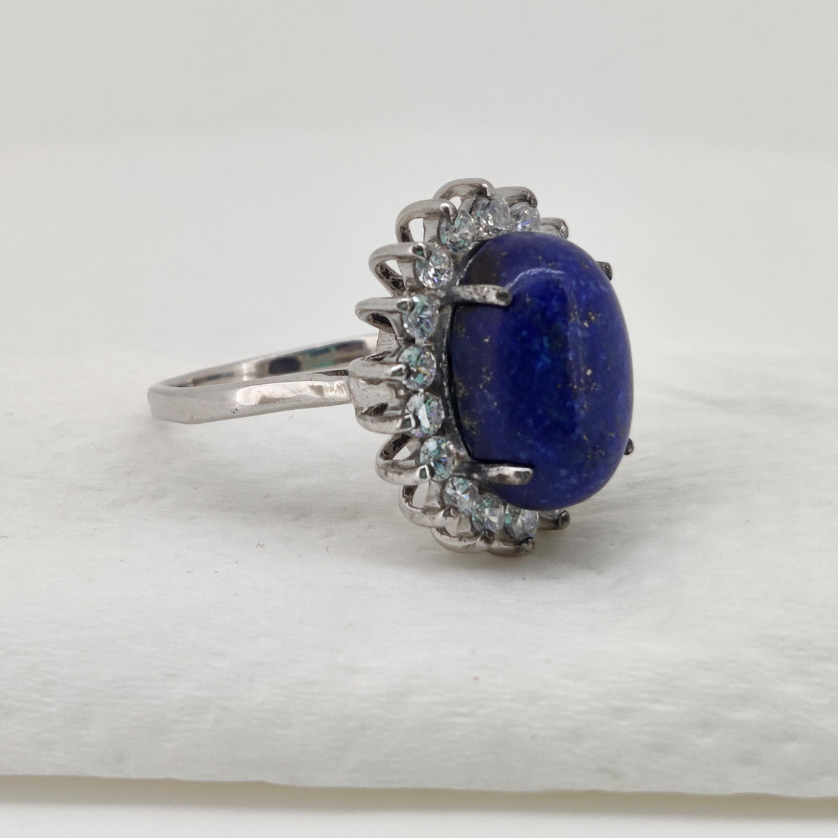 Natural Lapis Lazuli Ring: Sterling Silver Boho Cabochon Jewelry