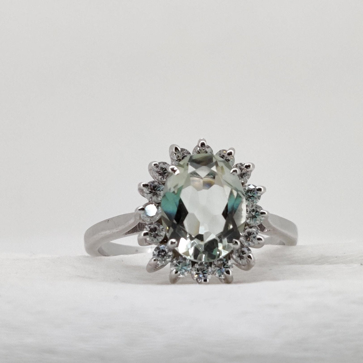 Green Amethyst Ring for Women Handmade Unique Gemstone Jewelry Gift