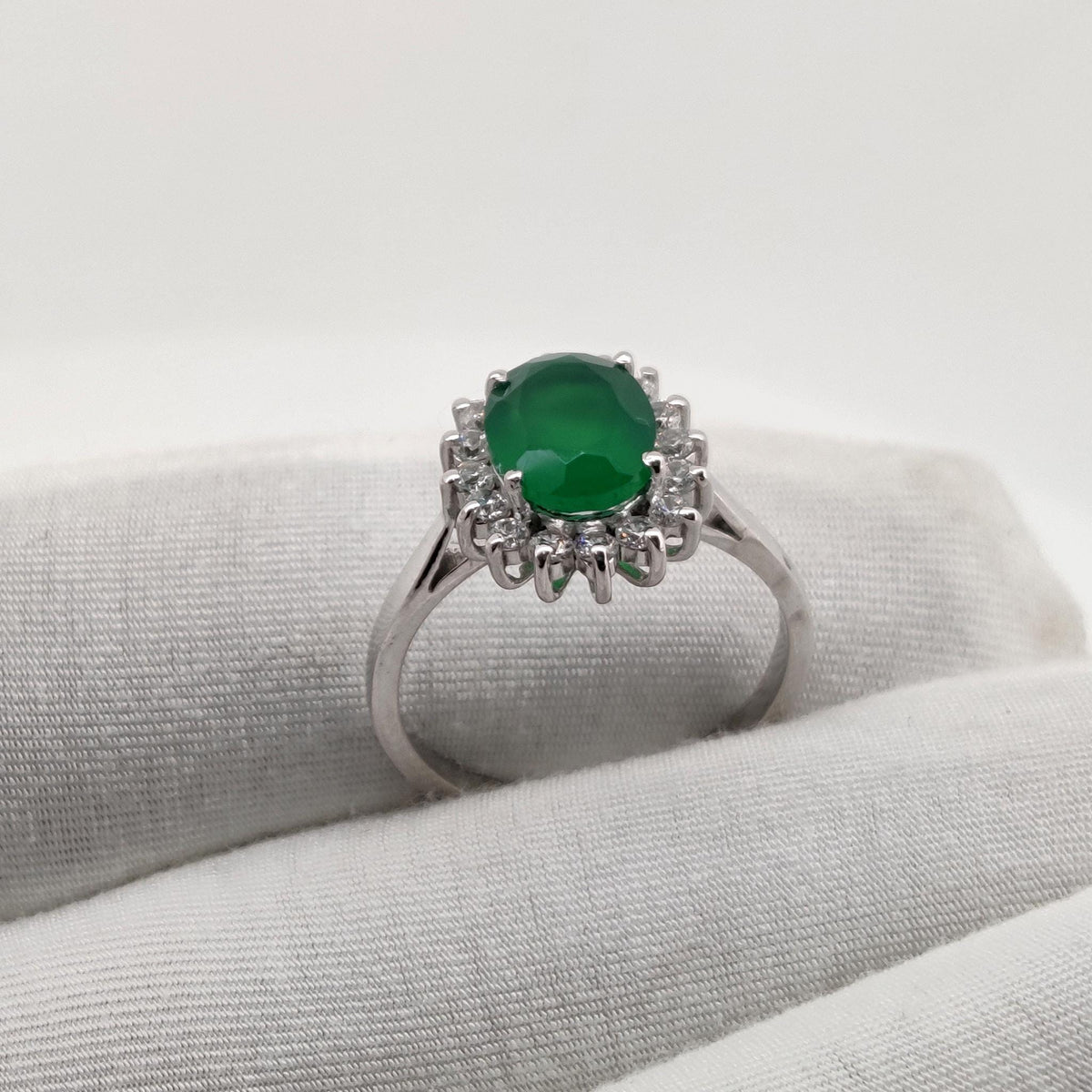 Handmade Green Onyx Silver Ring, Statement Ring Gift for Her