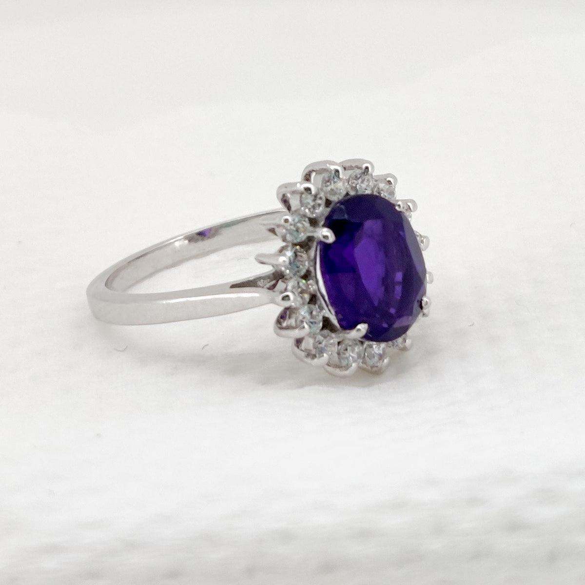 Amethyst Ring: Handmade Sterling Silver, Solitaire Purple Gemstone