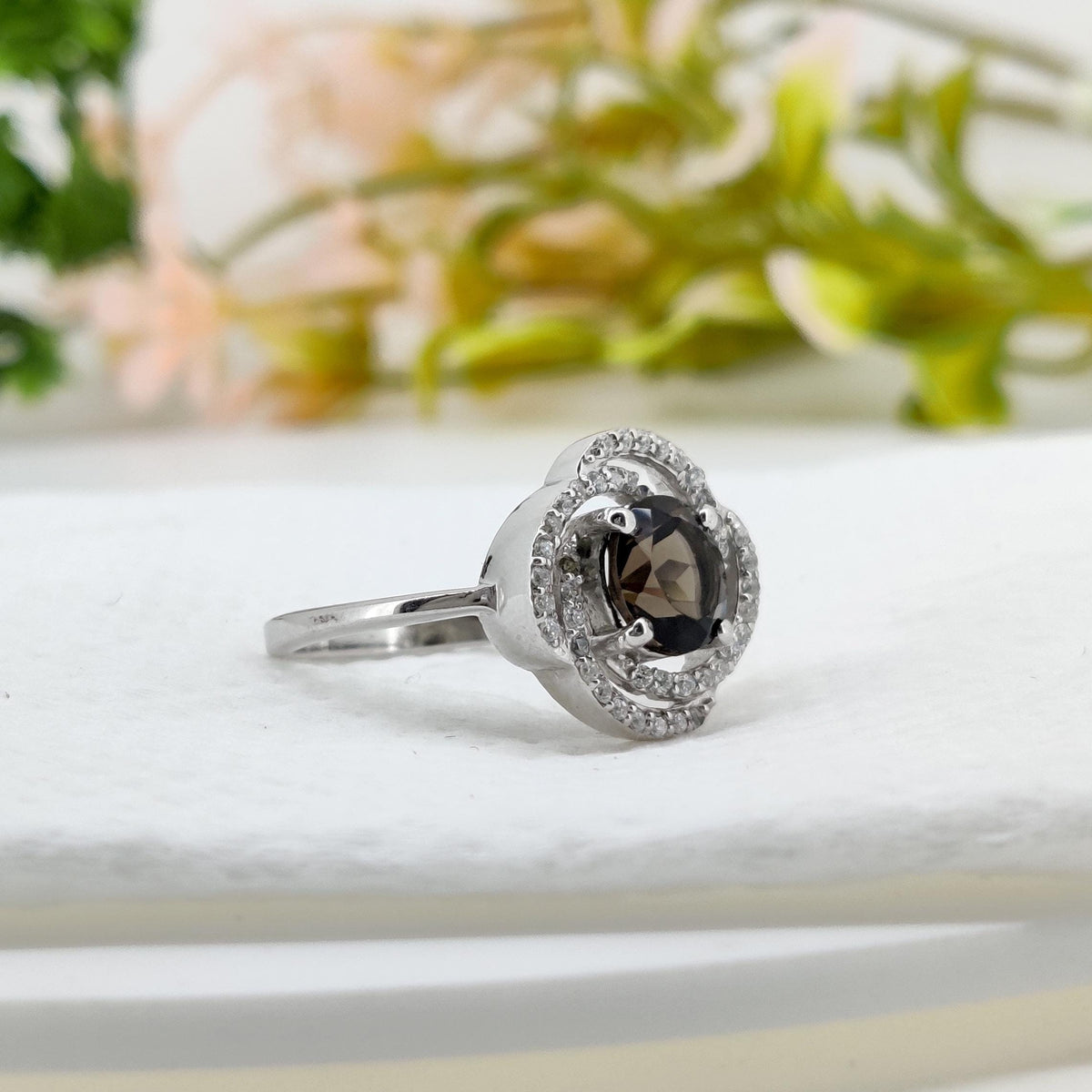 Smoky Quartz Ring: Handmade Sterling Silver, Gemstone Ring Gift For Her