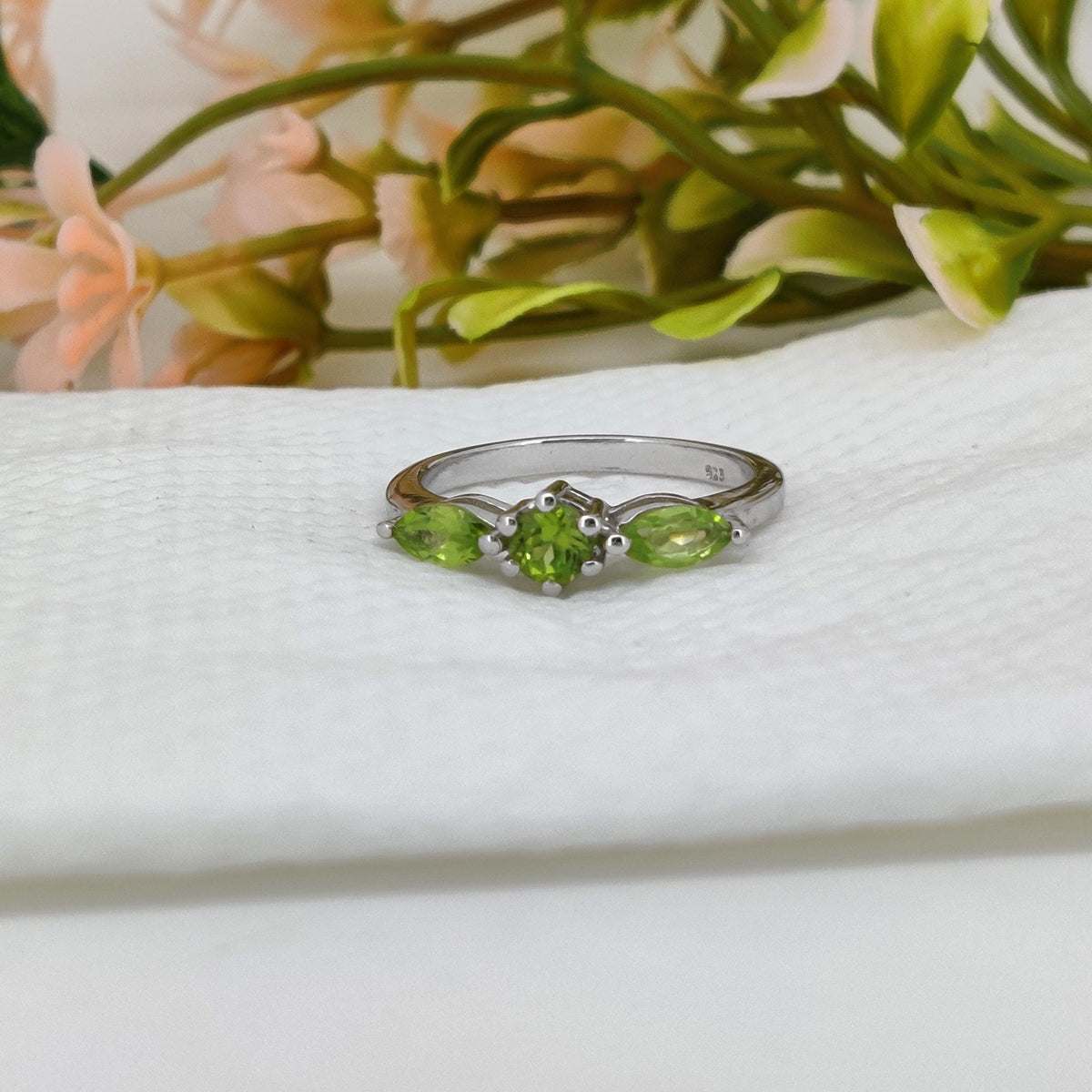 Natural Peridot Sterling Silver Ring: August Birthstone Gifts For Her