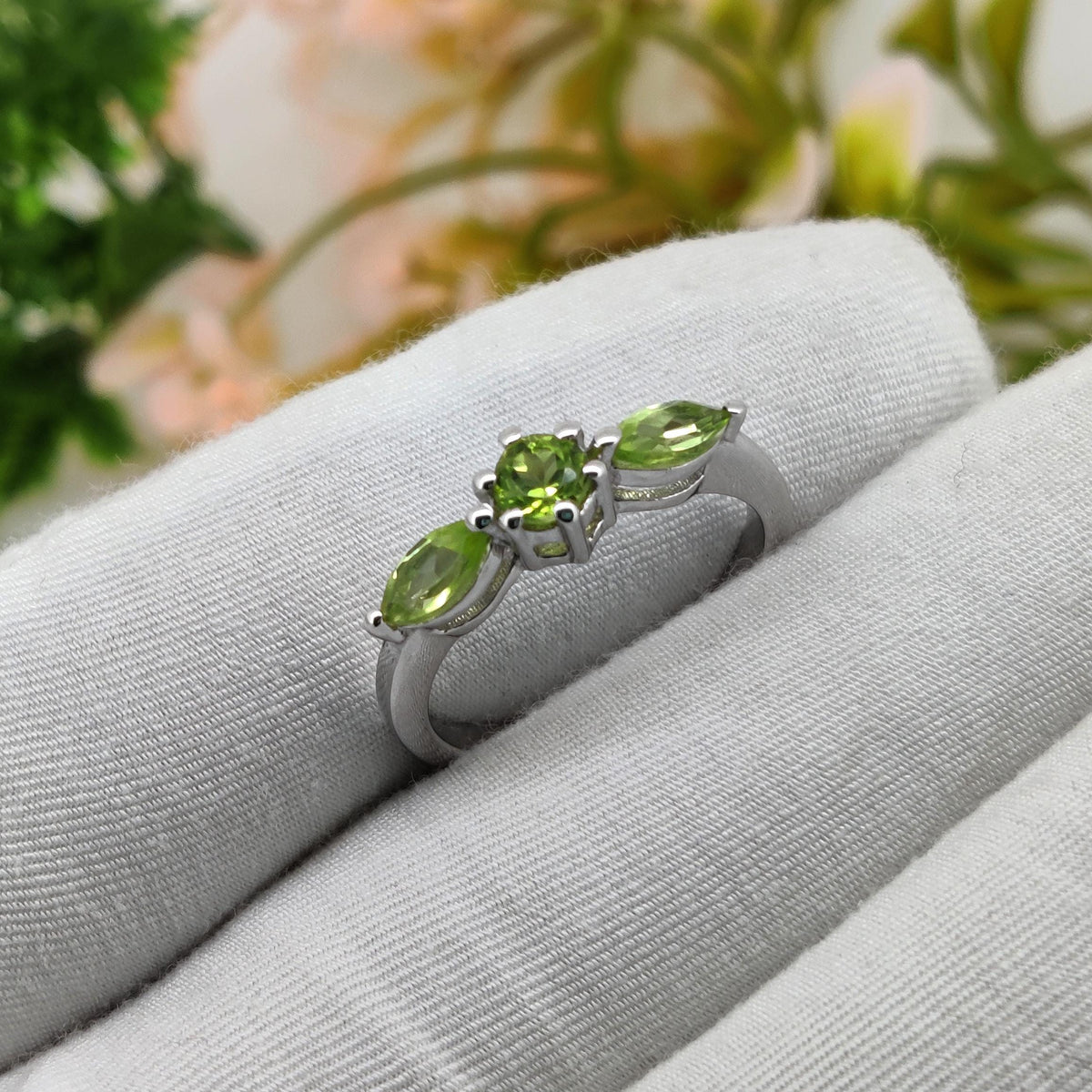 Natural Peridot Sterling Silver Ring: August Birthstone Gifts For Her