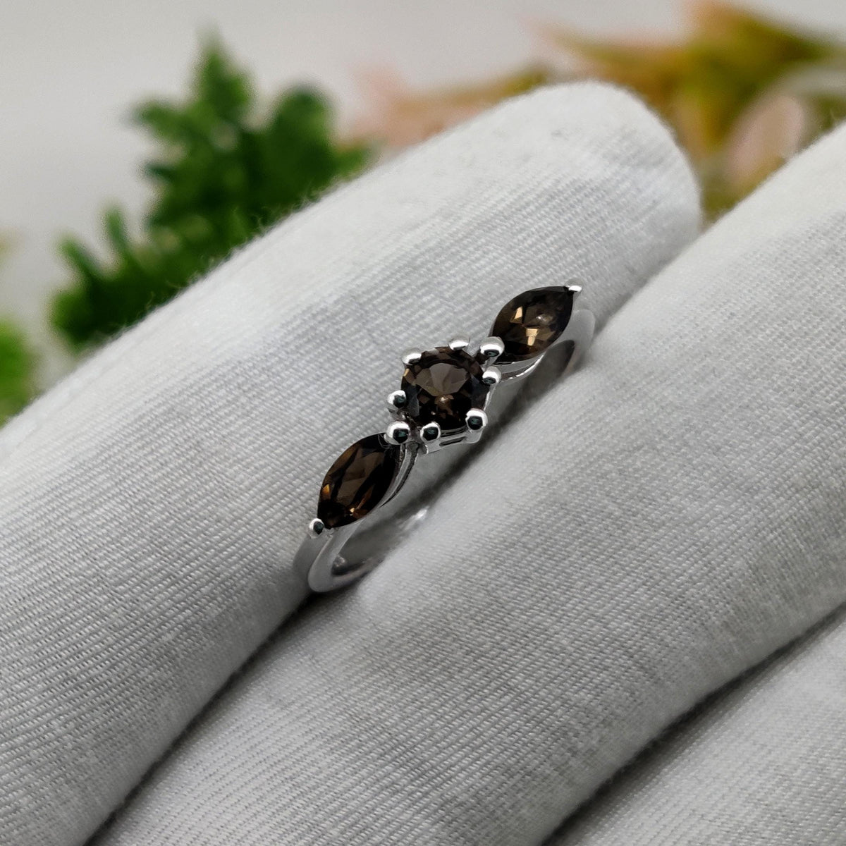 Natural Smoky Quartz Ring: 925 Silver Statement Ring November Birthstone