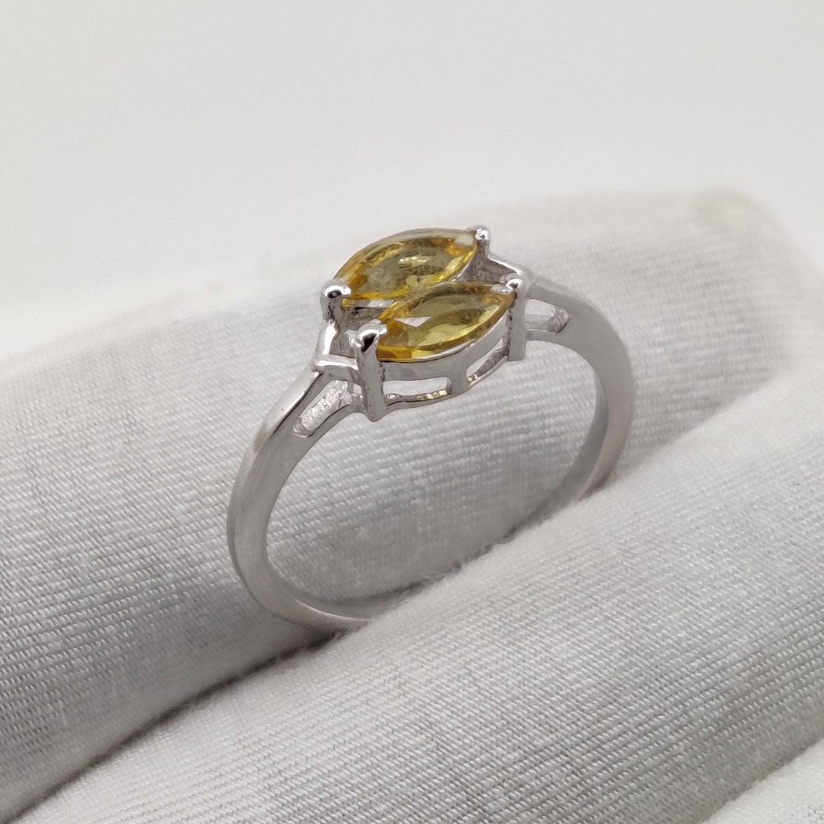 Natural Citrine Ring: Silver Handmade Statement Ring, Yellow Gemstone