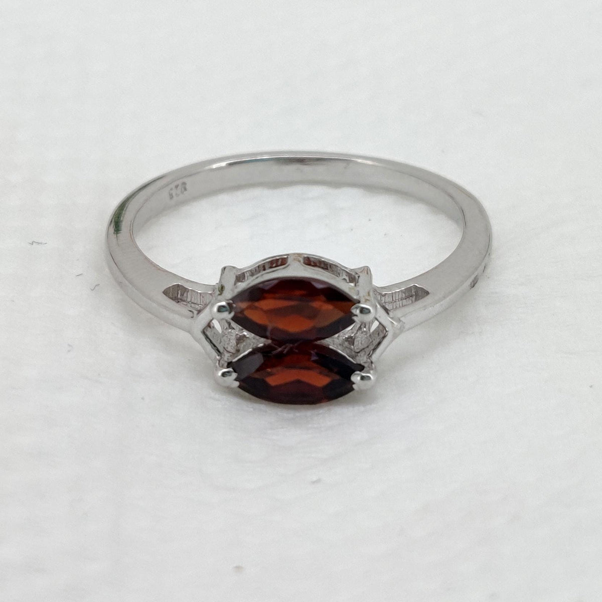 Natural Garnet Ring: Silver Handmade Stacking ring, Gifts For Her