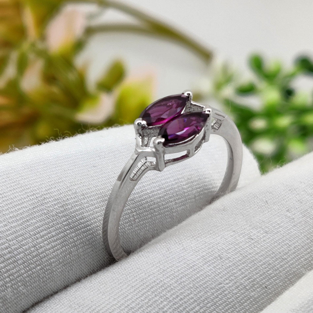 Natural Rhodolite Ring: Silver Handmade Artisan ring, Gifts For Her
