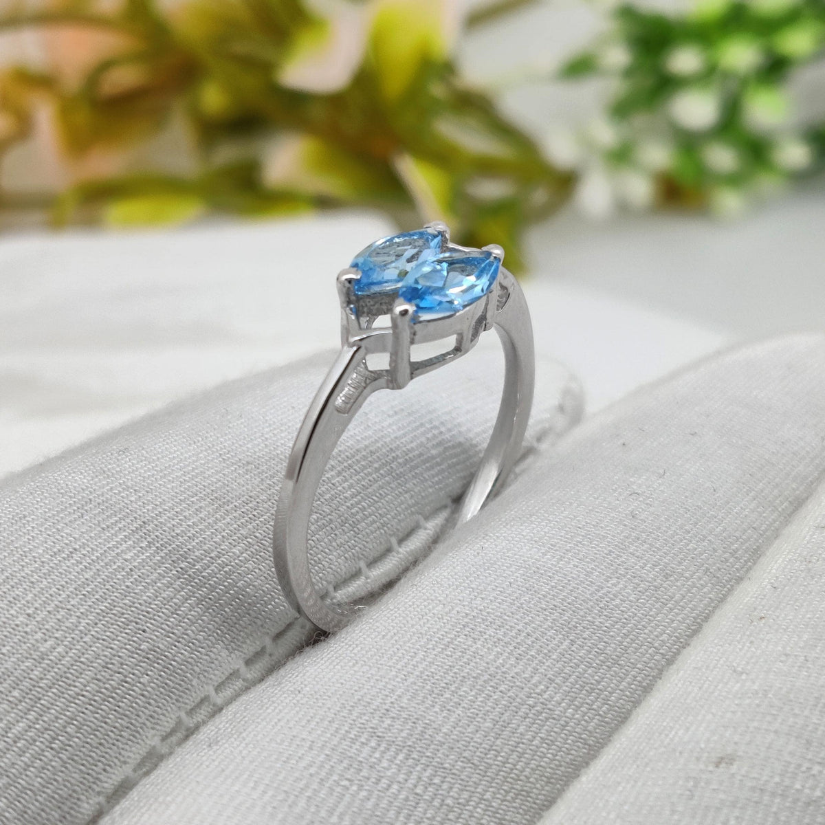 Natural Blue Topaz Ring: Sterling Silver Gemstone Ring, December Birthstone Gift