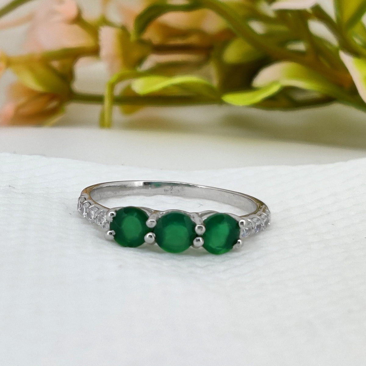 Natural Green Onyx Ring, Handmade Silver Statement Ring, Gift for Her