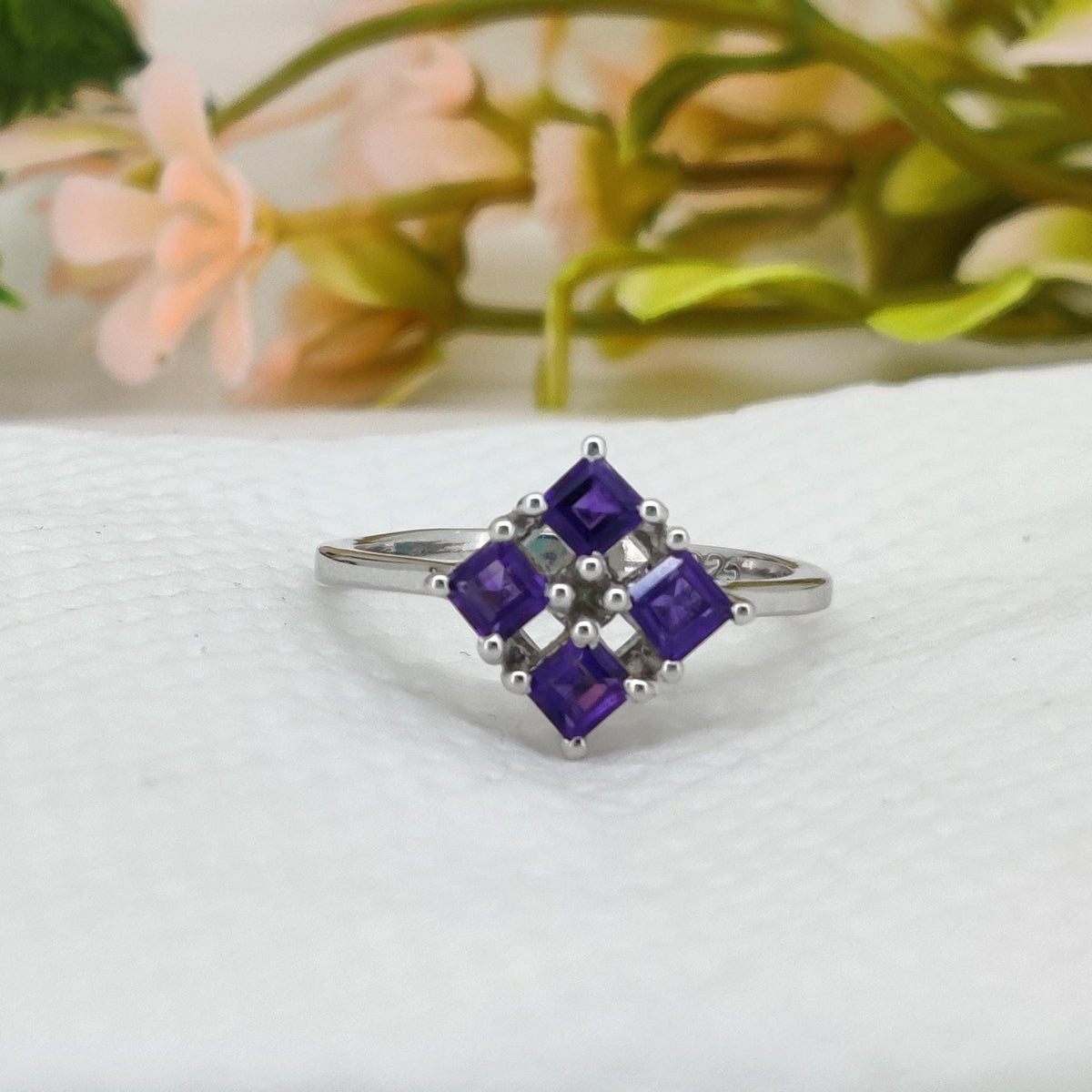 Natural Amethyst Sterling Silver Ring, February Birthstone, gift for her