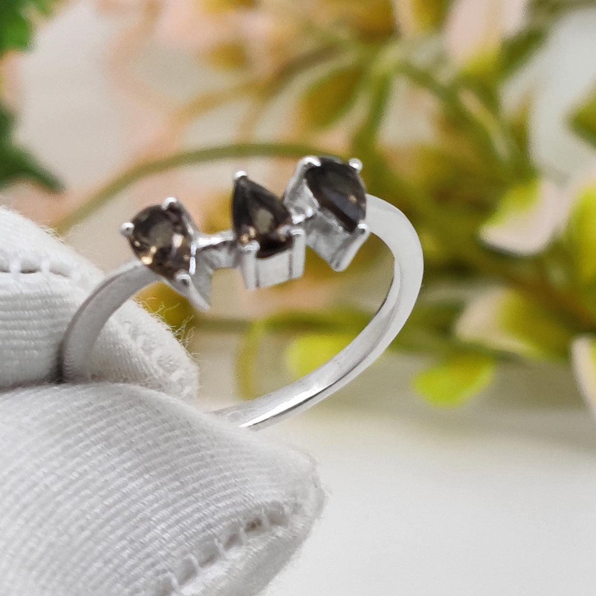 Smoky Quartz Ring: 925 Sterling Silver Statement Ring for Women