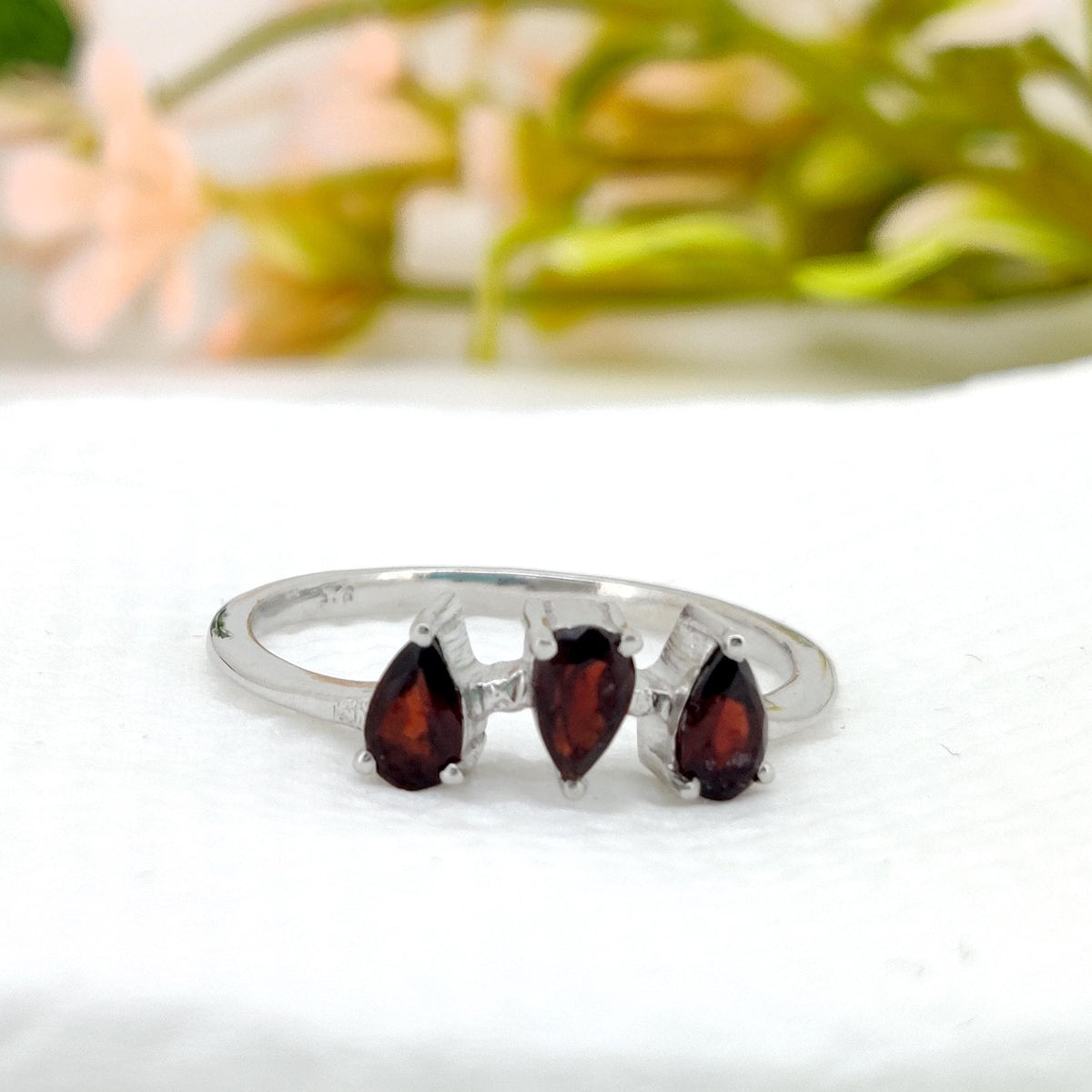 Garnet Ring 925 Silver January Birthstone Stacking Gifts For Her
