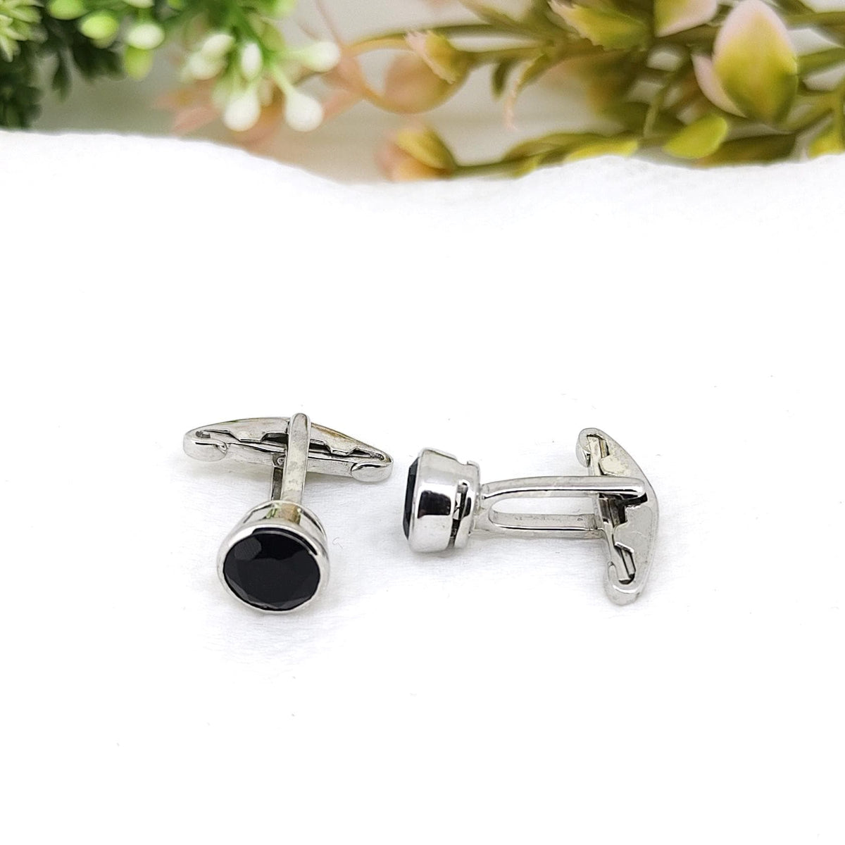 Handmade Black Onyx Sterling Silver Cufflinks, Men's Wedding Accessories, Groomsman Gift
