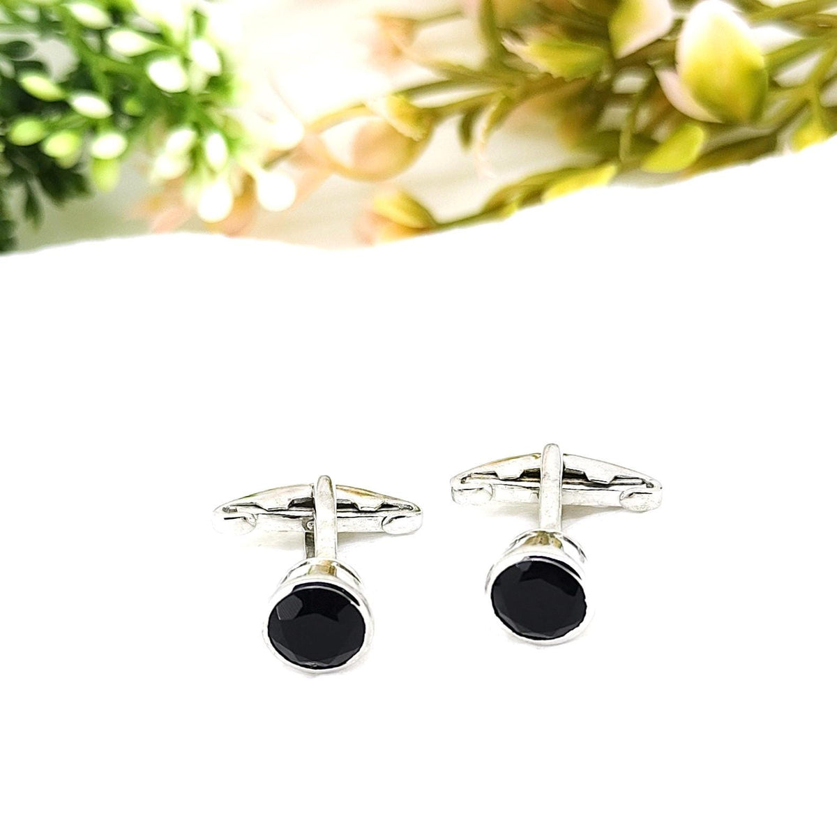 Handmade Black Onyx Sterling Silver Cufflinks, Men's Wedding Accessories, Groomsman Gift