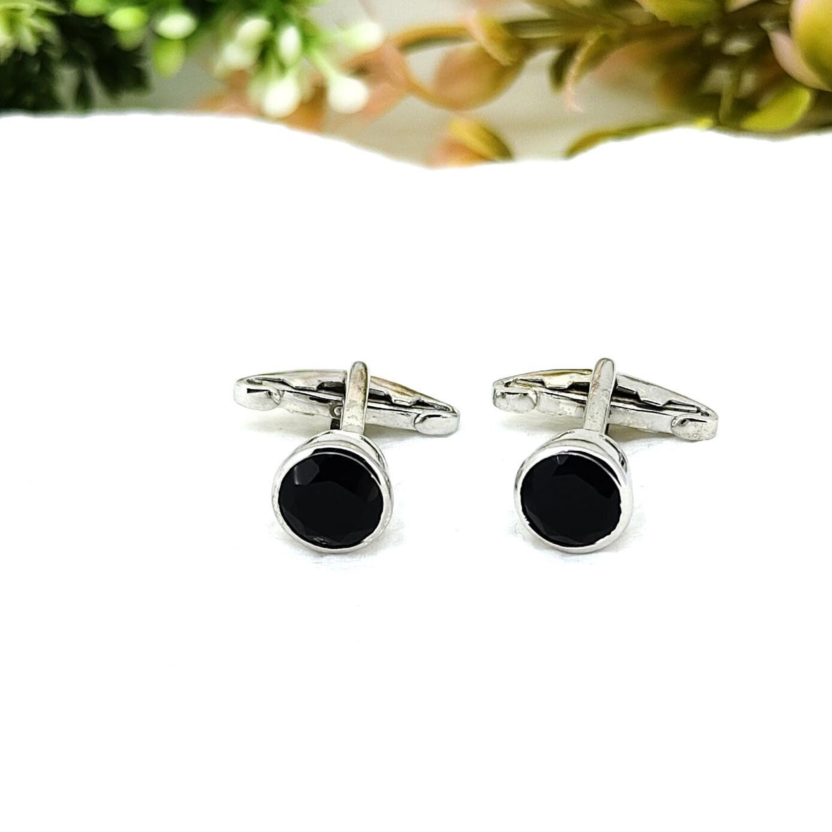 Handmade Black Onyx Sterling Silver Cufflinks, Men's Wedding Accessories, Groomsman Gift