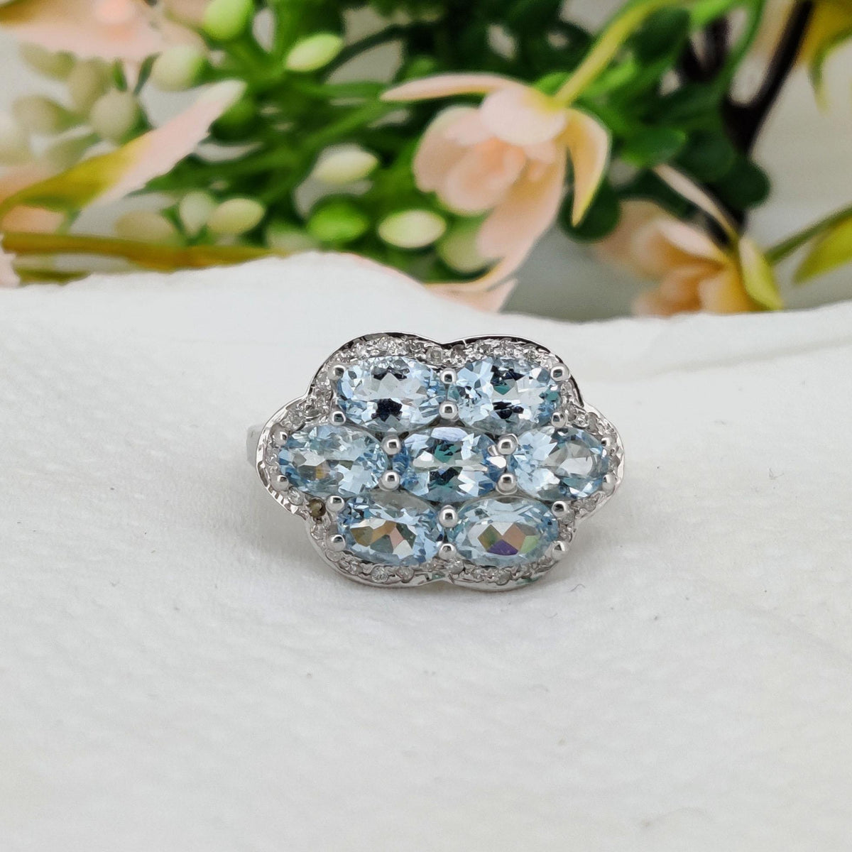 Aquamarine Gemstone Silver Ring March Birthstone Handmade Stackable Jewelry