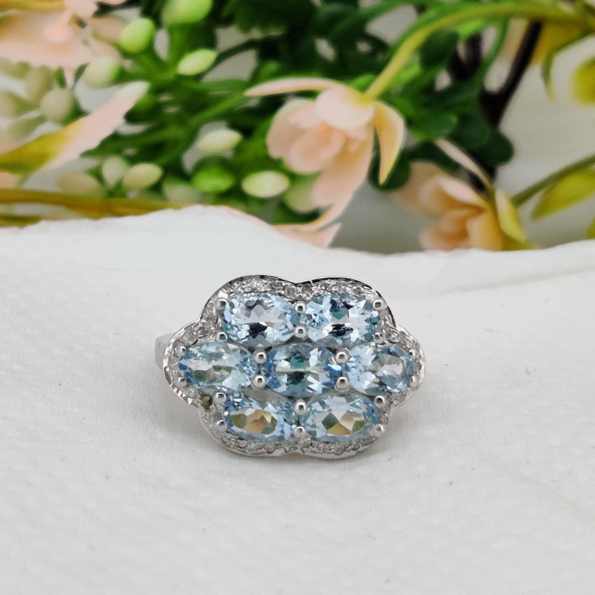 Aquamarine Gemstone Silver Ring March Birthstone Handmade Stackable Jewelry