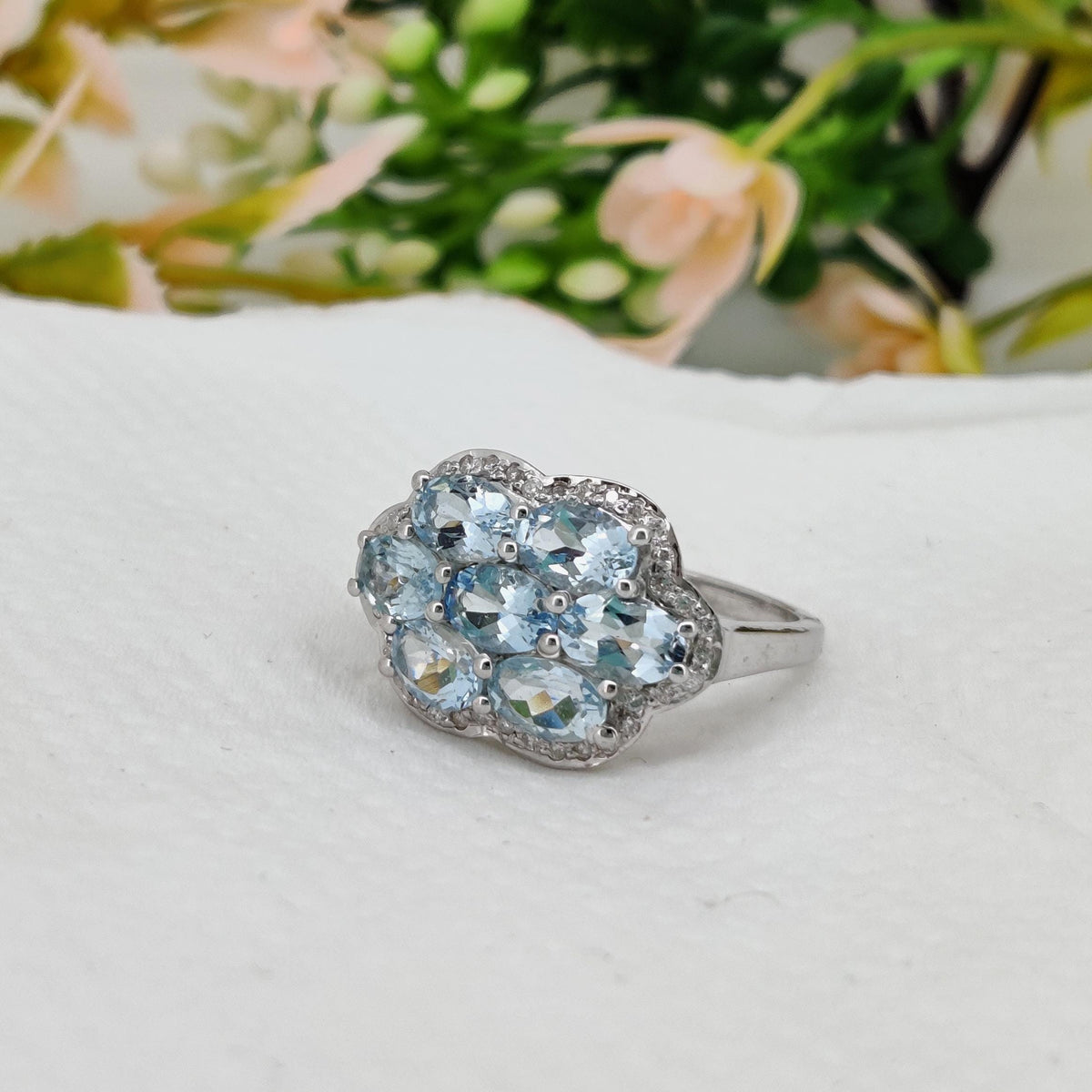 Aquamarine Gemstone Silver Ring March Birthstone Handmade Stackable Jewelry