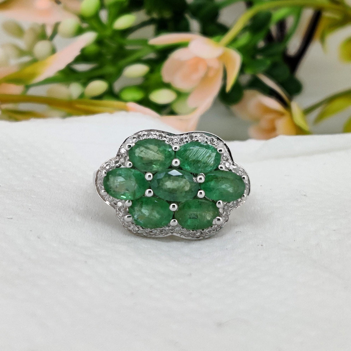 Natural Emerald Sterling Silver Ring: May Birthstone Handmade Gemstone Jewelry
