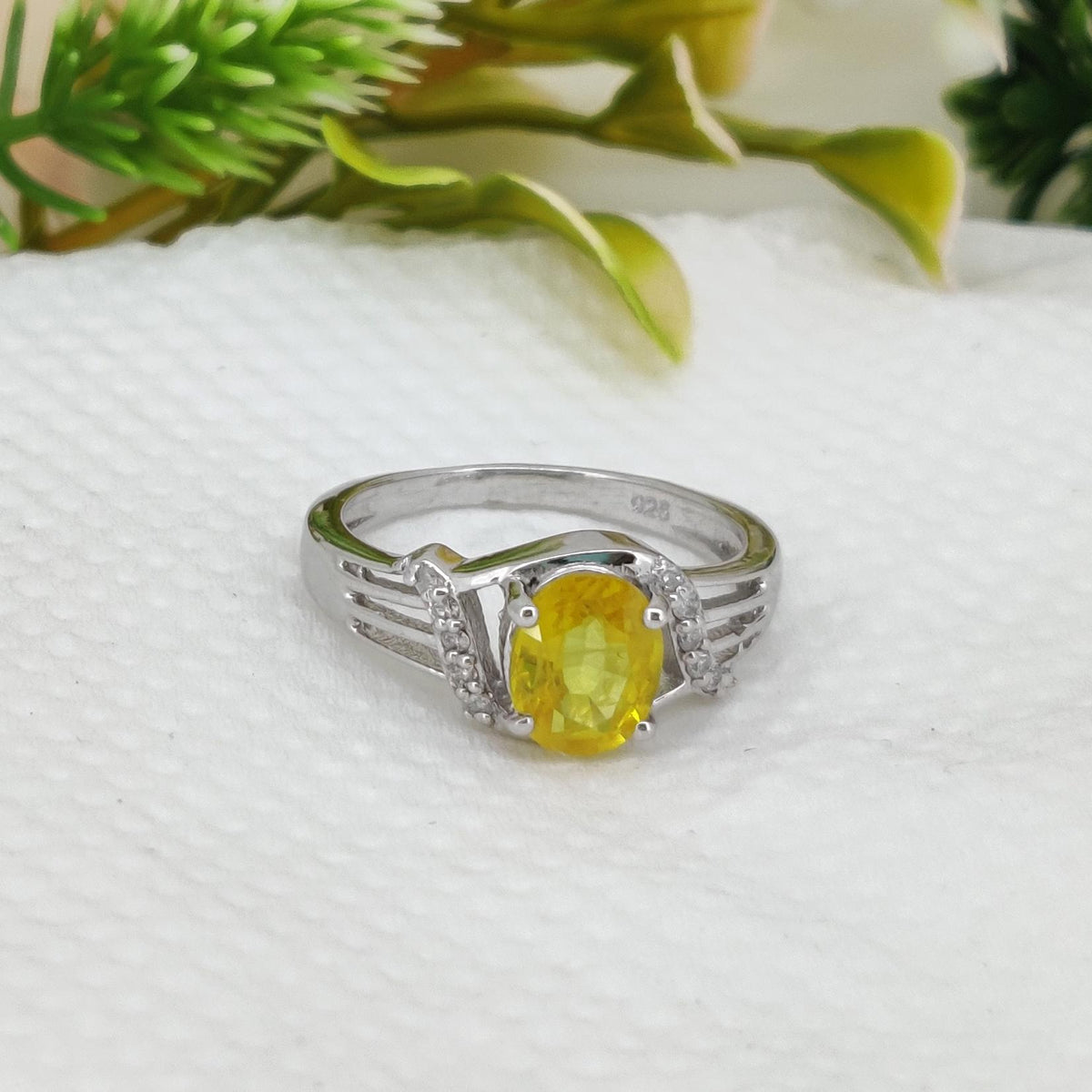 Yellow Sapphire Ring, 925 Sterling Silver Minimalist Band, Gemstone Stackable Ring