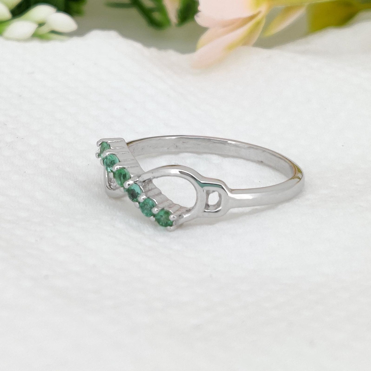 Natural Emerald Sterling Silver Ring, Handmade Gemstone Ring, Anniversary Gifts