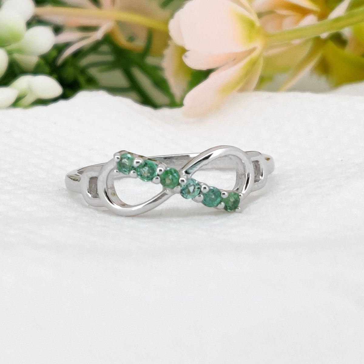 Natural Emerald Sterling Silver Ring, Handmade Gemstone Ring, Anniversary Gifts