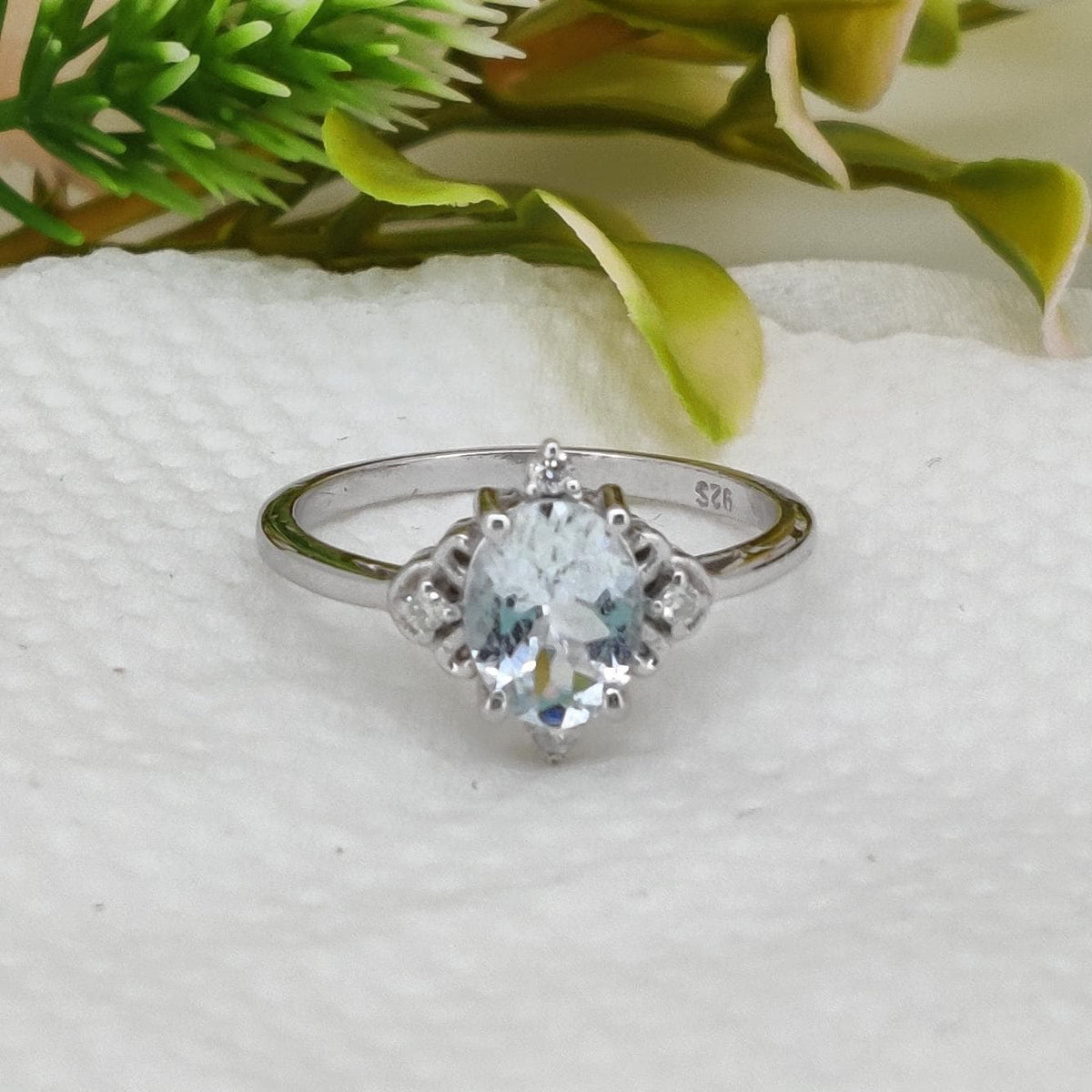 Natural Aquamarine Ring 925 Sterling Silver Handmade Jewelry Birthstone Gifts For Her
