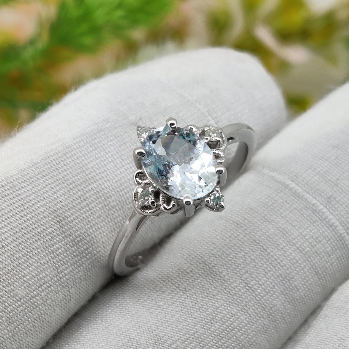 Natural Aquamarine Ring 925 Sterling Silver Handmade Jewelry Birthstone Gifts For Her