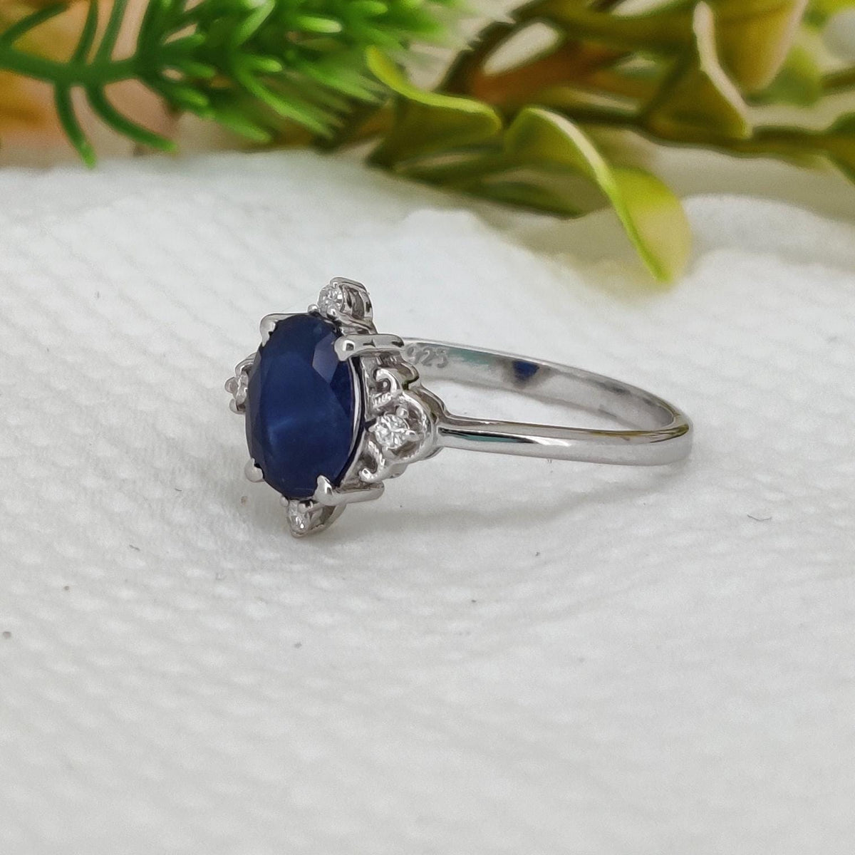 Handmade Blue Sapphire Silver Ring, September Birthstone Gemstone Jewelry