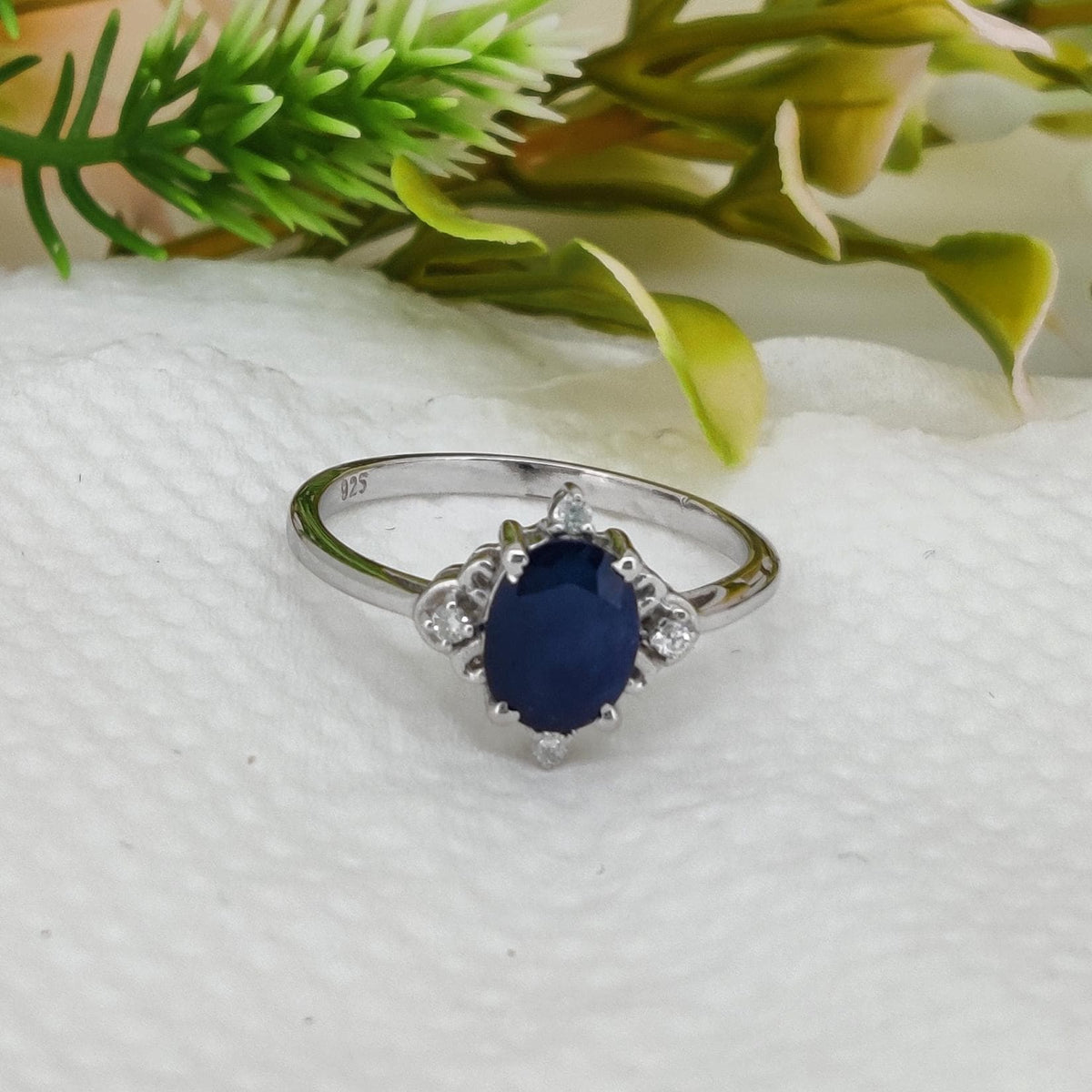 Handmade Blue Sapphire Silver Ring, September Birthstone Gemstone Jewelry
