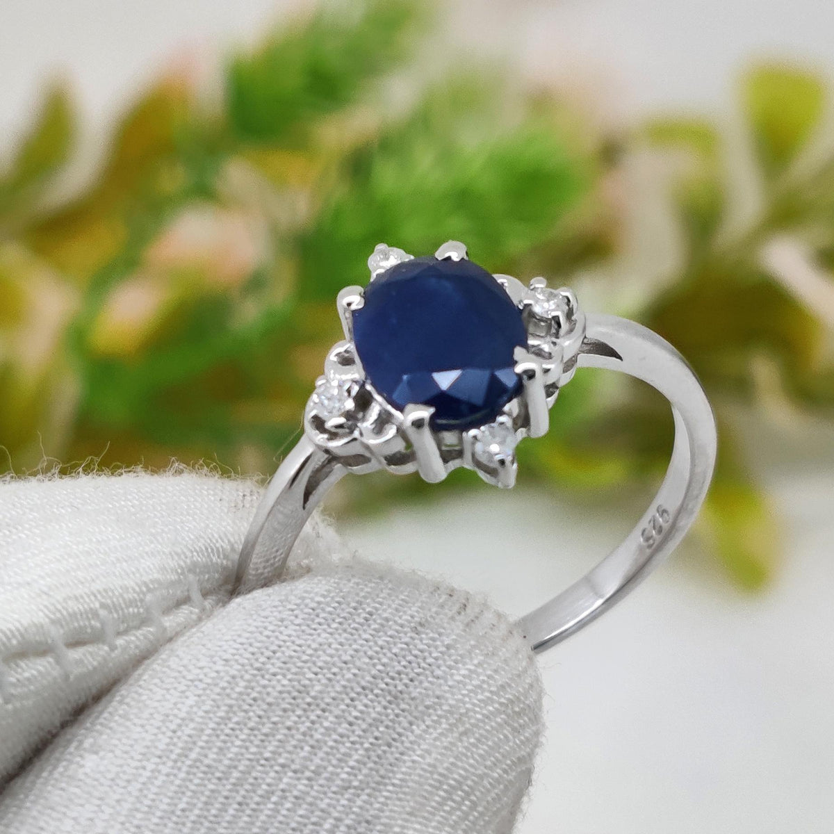 Handmade Blue Sapphire Silver Ring, September Birthstone Gemstone Jewelry