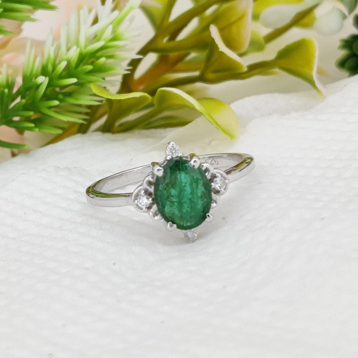 Natural Emerald Ring Handmade 925 Sterling Silver, May Birthstone Gift