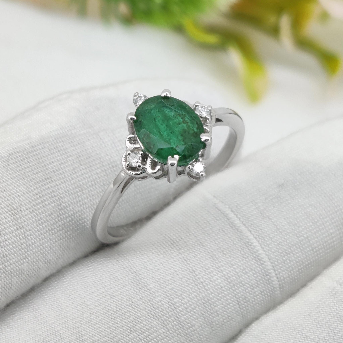 Natural Emerald Ring Handmade 925 Sterling Silver, May Birthstone Gift